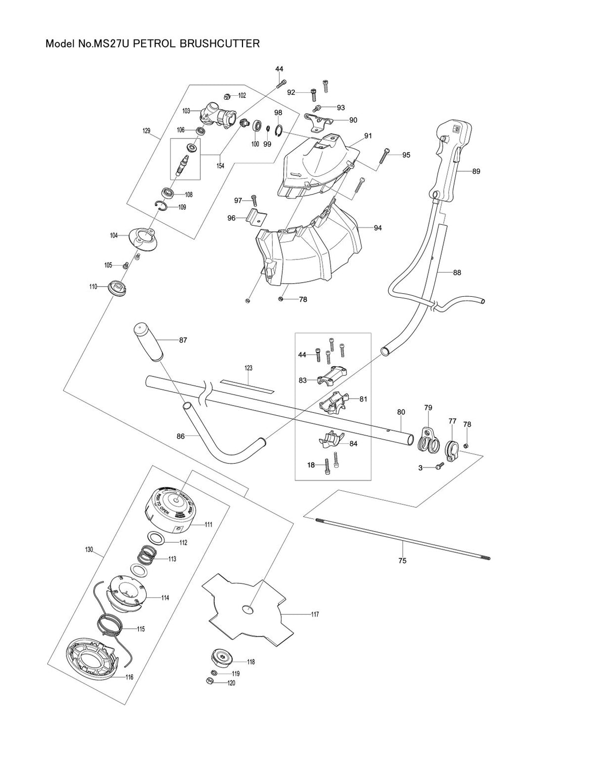 Pièces détachées débroussailleuse thermique Makita MS-27U
