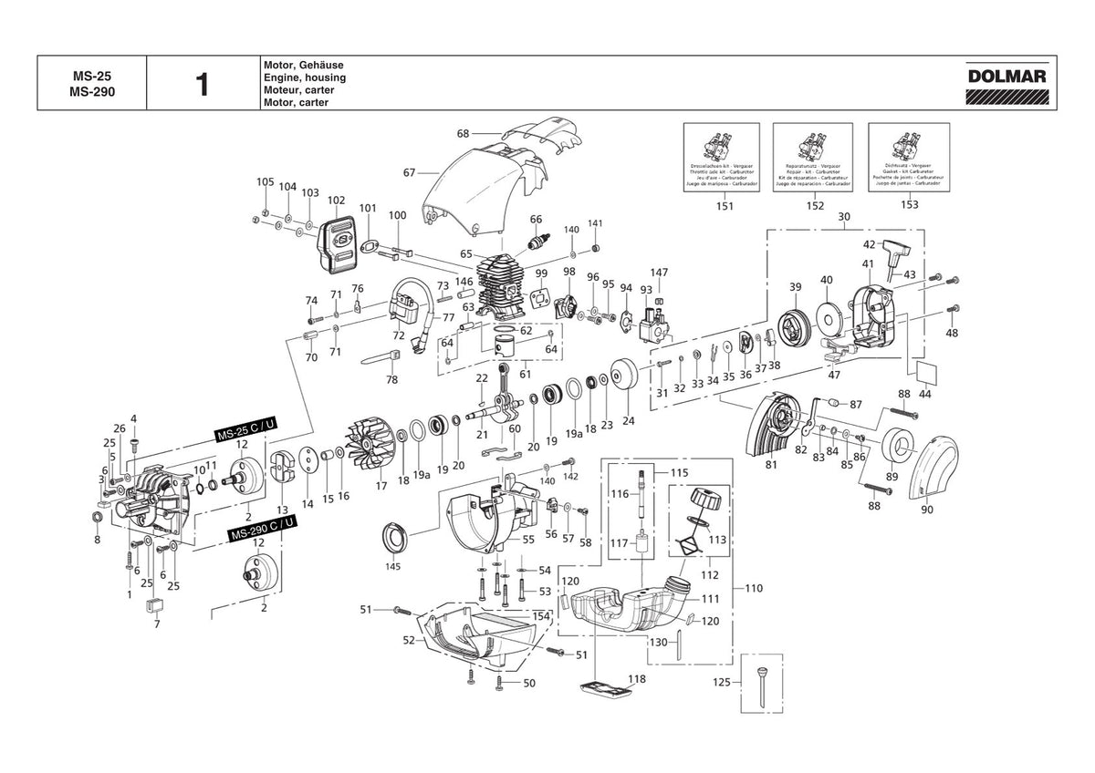 Pièces détachées débroussailleuse thermique Makita MS-290U