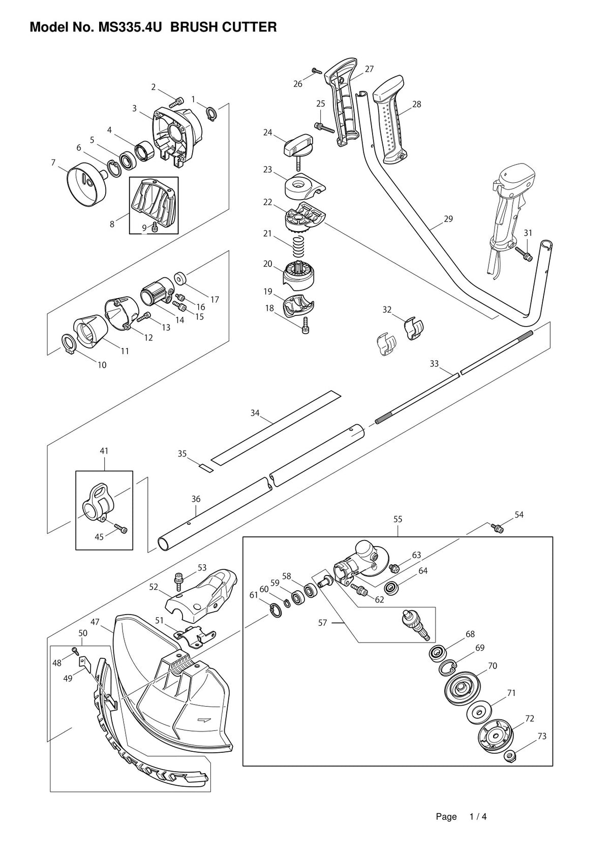 Vue éclatée Makita MS-335.4C - page 1