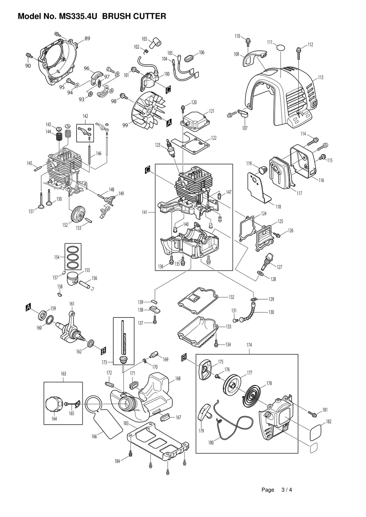 Vue éclatée Makita MS-335.4U - page 3