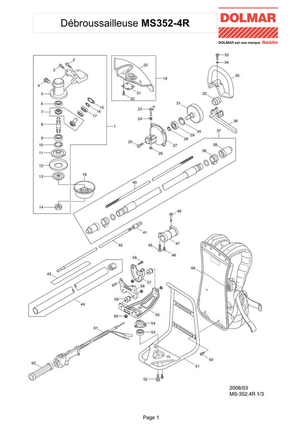 Vue éclatée Makita MS-352.4R - page 1