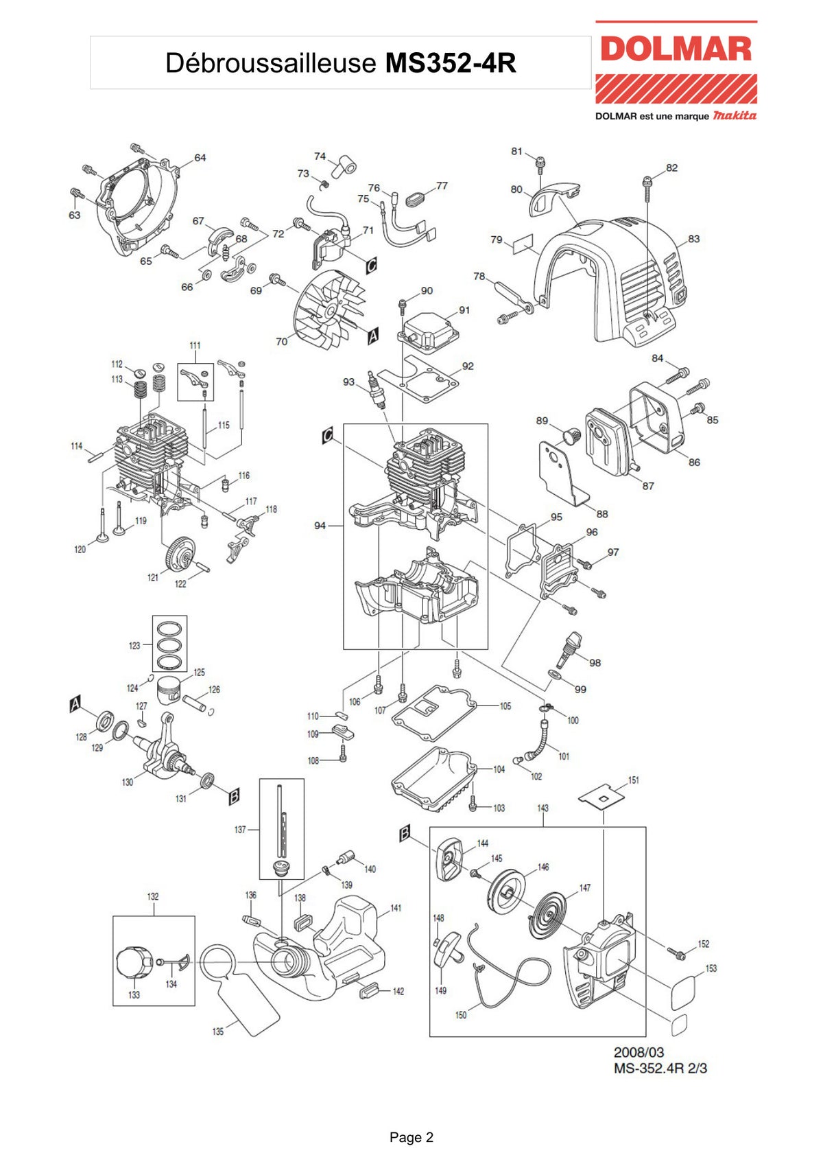 Vue éclatée Makita MS-352.4R - page 2