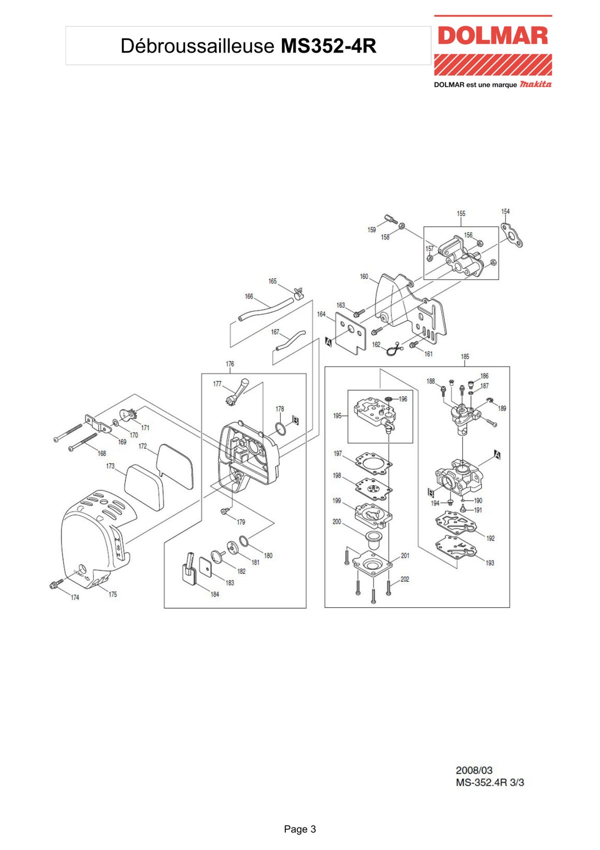 Vue éclatée Makita MS-352.4R - page 3