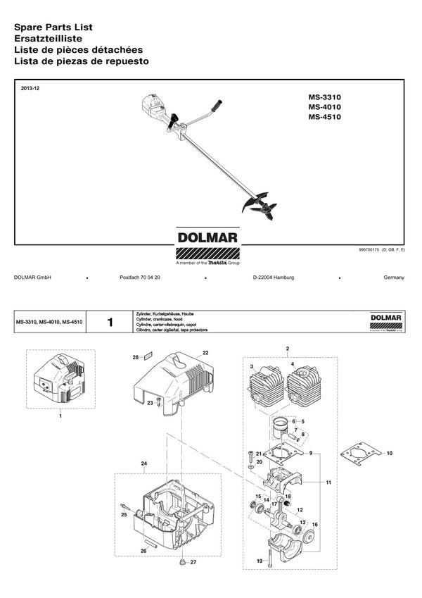 Pièces détachées débroussailleuse thermique Makita MS-4010