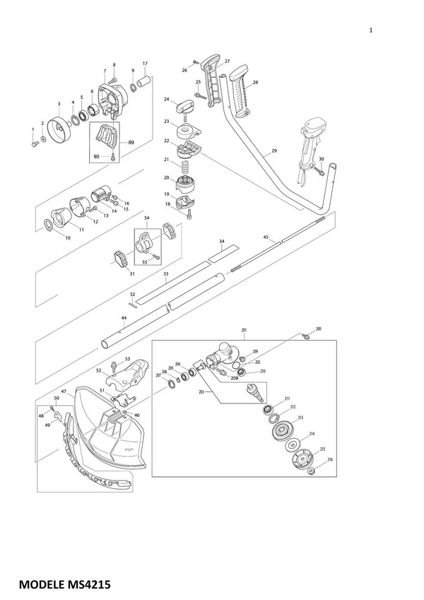 Pièces détachées débroussailleuse thermique Makita MS-4215