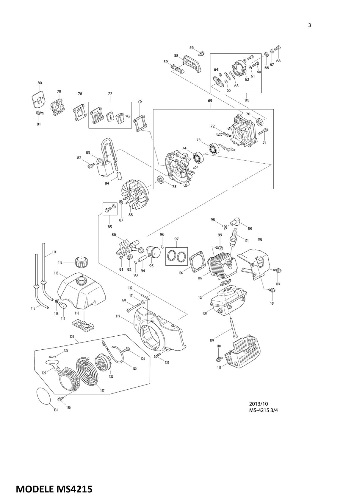 Pièces détachées débroussailleuse thermique Makita MS-4215