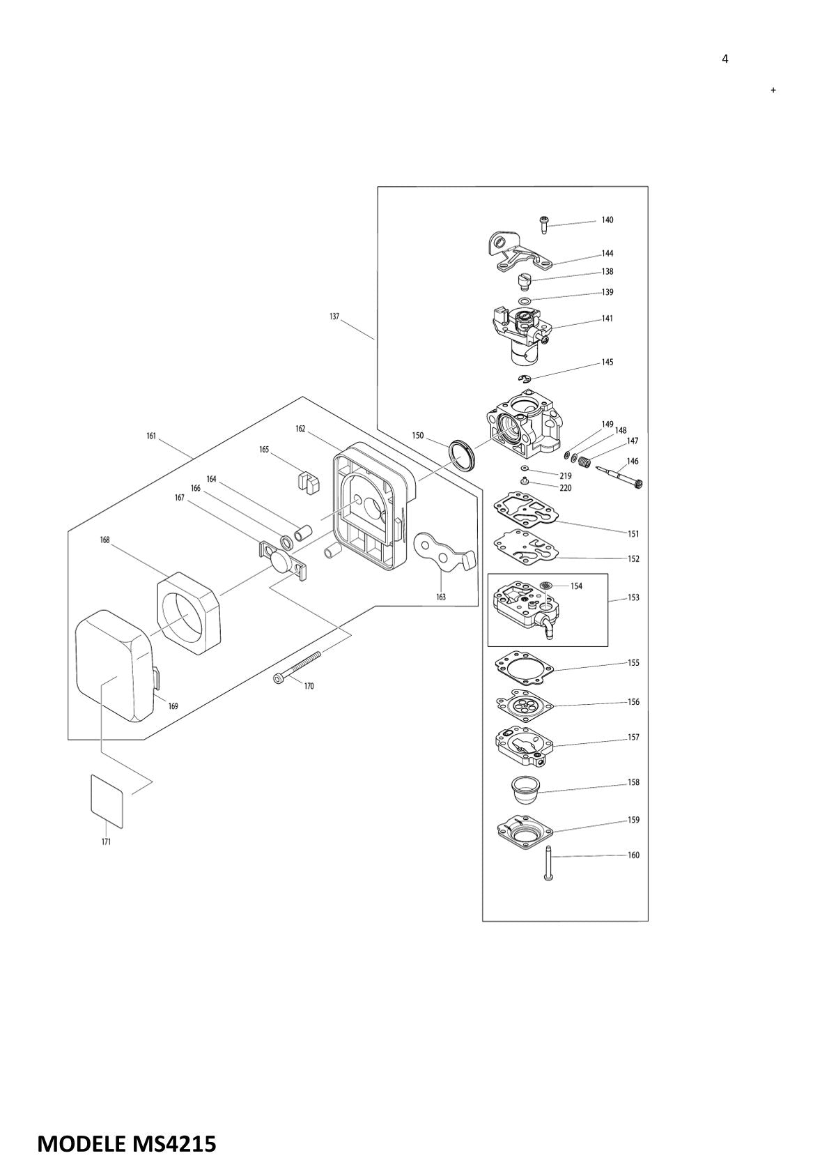 Pièces détachées débroussailleuse thermique Makita MS-4215