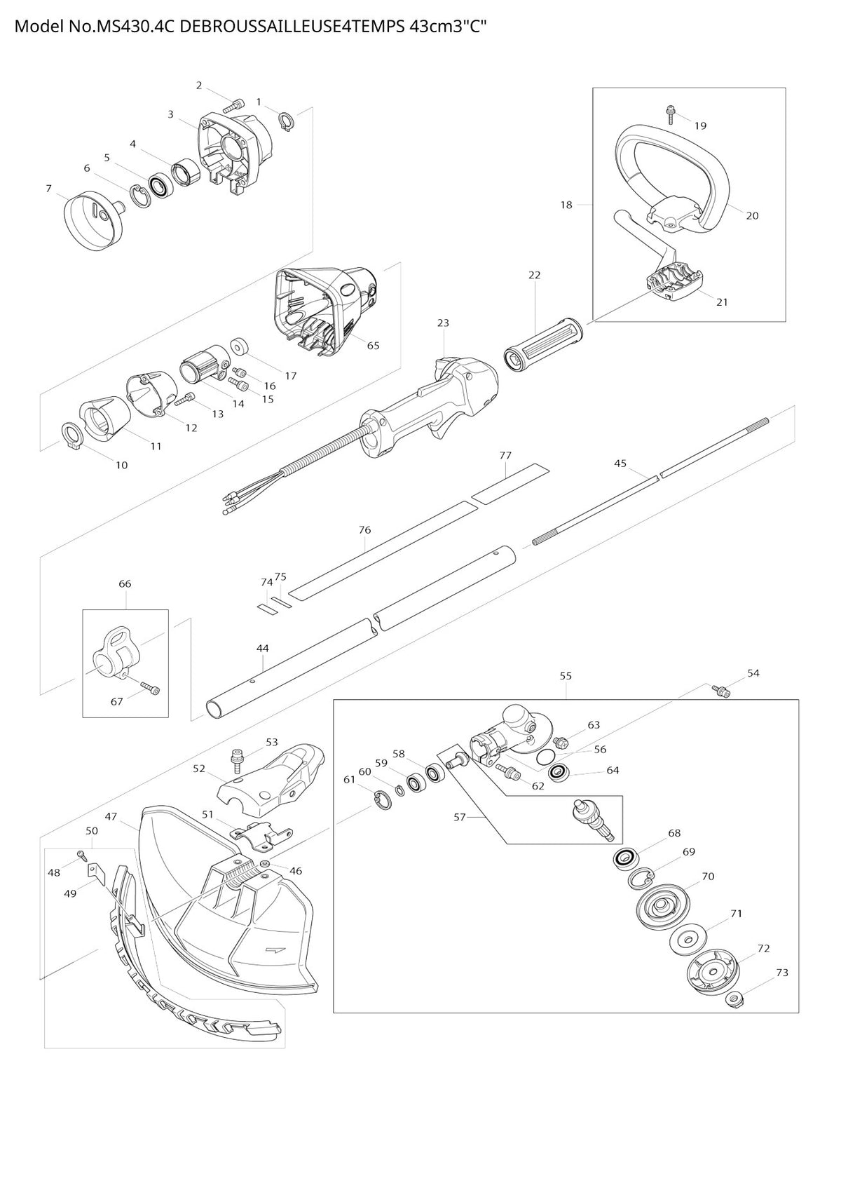 Vue éclatée Makita MS-430.4C - page 1