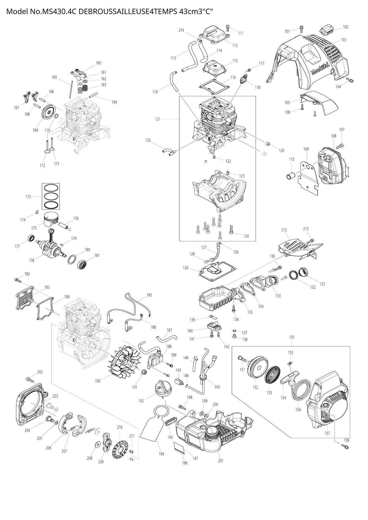 Vue éclatée Makita MS-430.4C - page 3