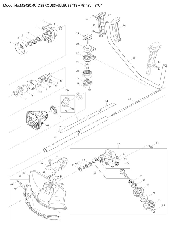 Vue éclatée Makita MS-430.4U - page 1