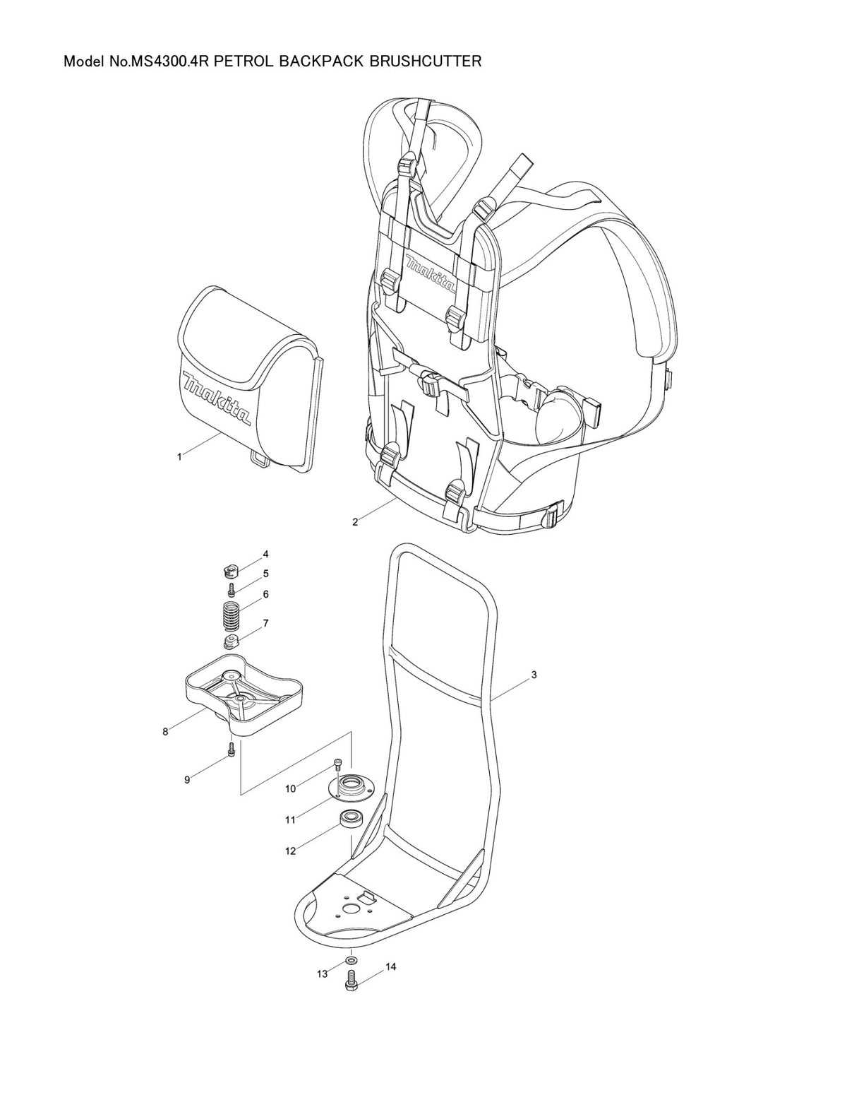 Vue éclatée Makita MS-4300.4R - page 1