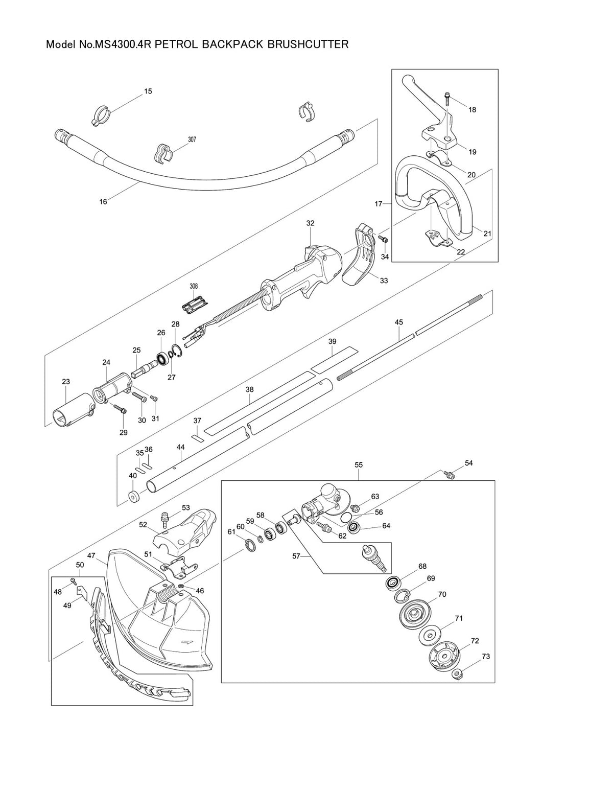 Vue éclatée Makita MS-4300.4R - page 2
