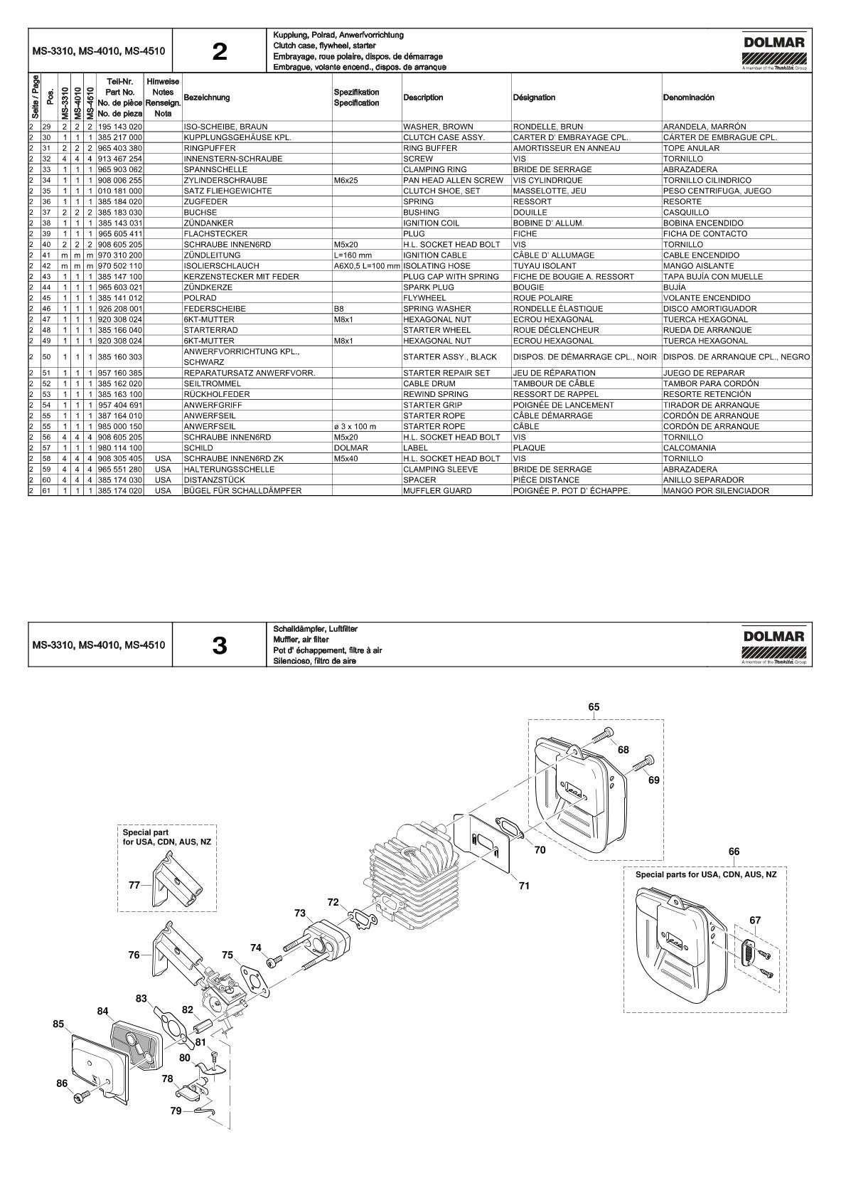 Pièces détachées débroussailleuse thermique Makita MS-4510