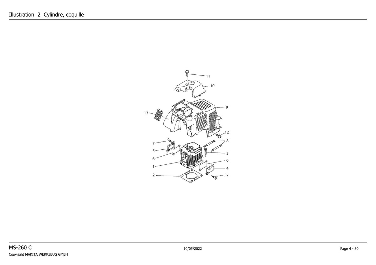 Pièces détachées débroussailleuse thermique Makita MS260C