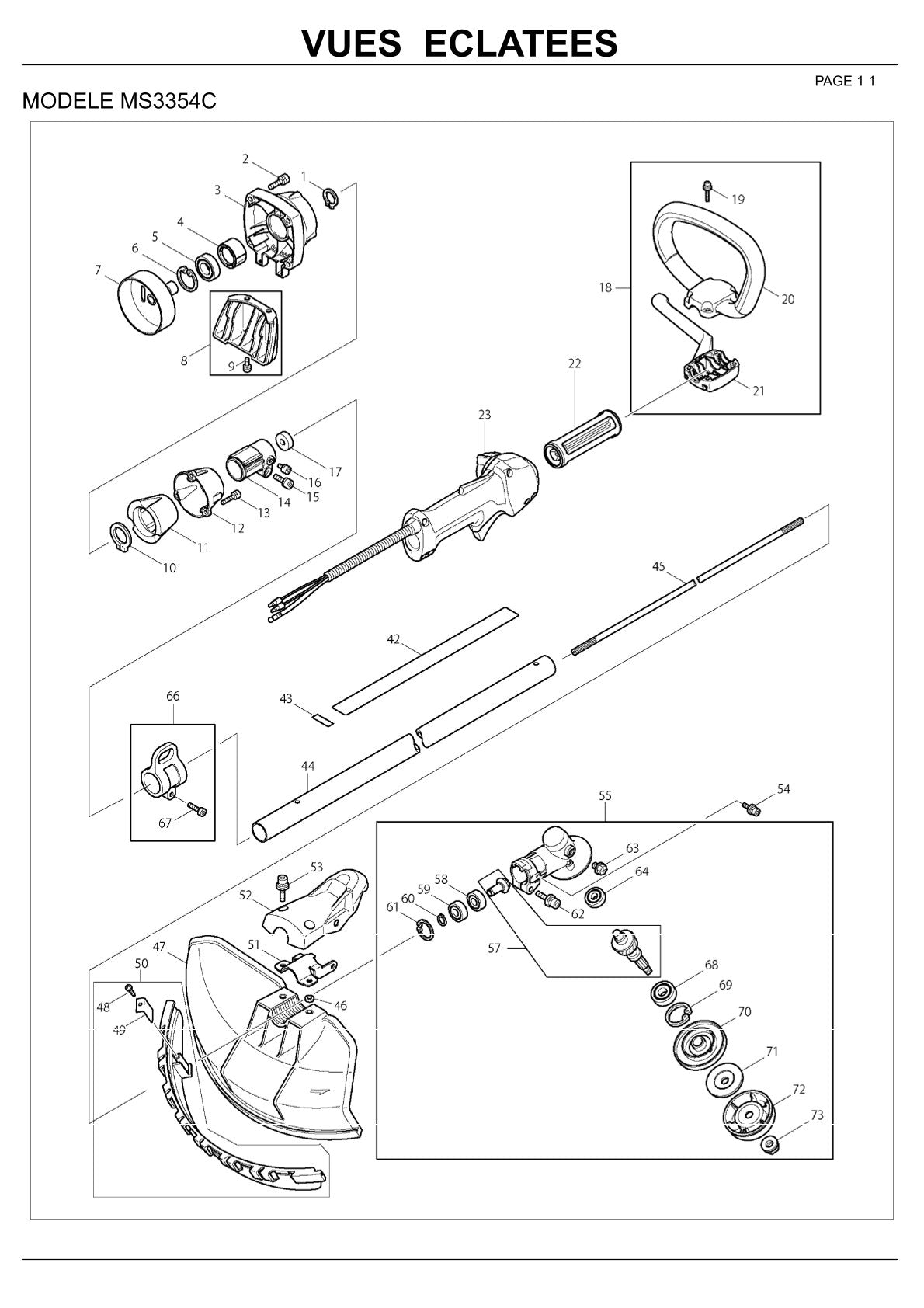 Pièces détachées débroussailleuse thermique Makita MS3354C