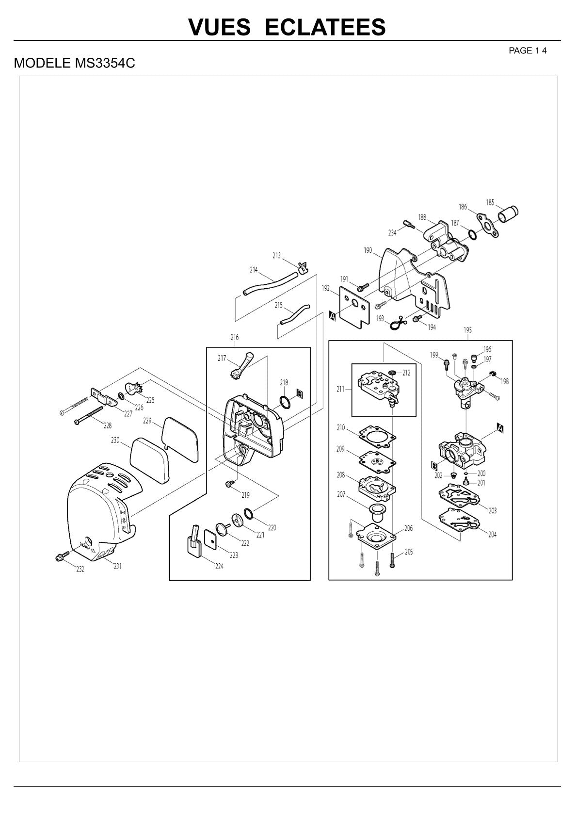 Pièces détachées débroussailleuse thermique Makita MS3354C