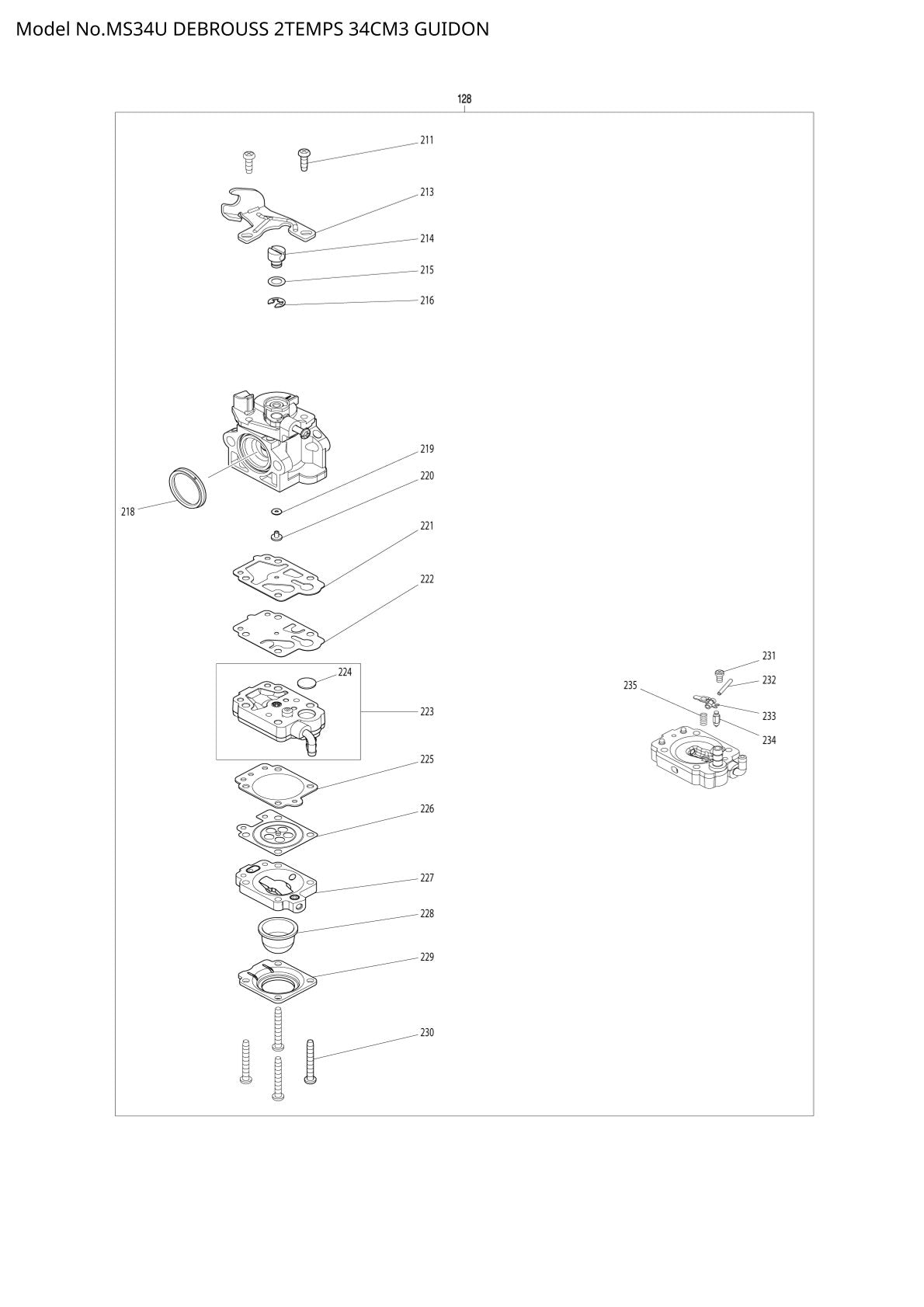 Pièces détachées débroussailleuse thermique Makita MS34U