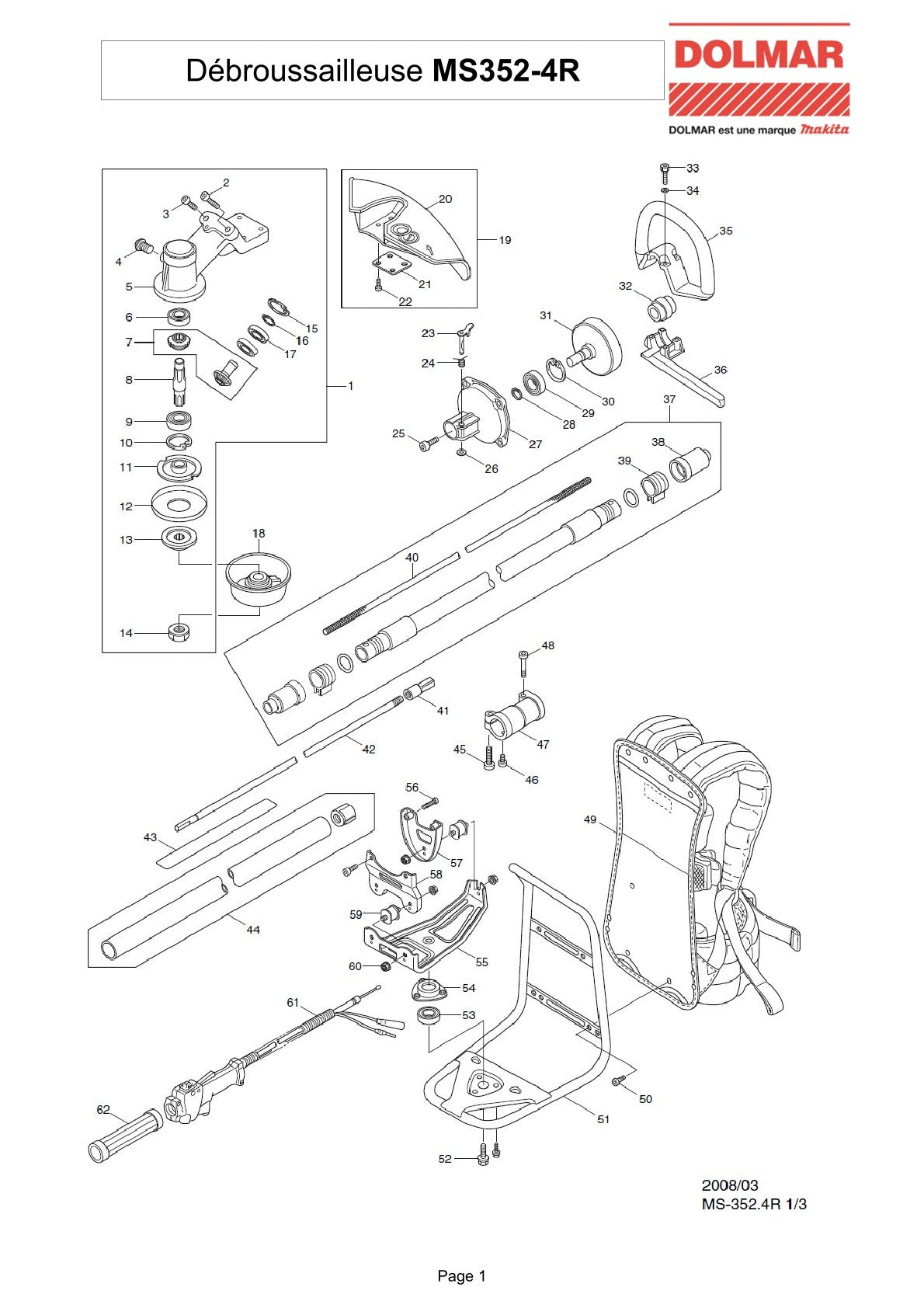 Pièces détachées débroussailleuse thermique Makita MS3524R