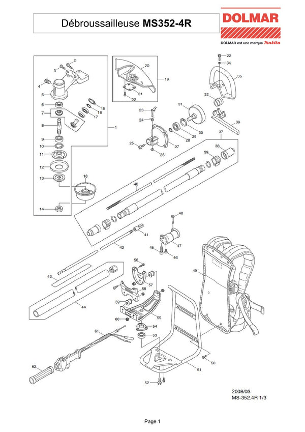 Pièces détachées débroussailleuse thermique Makita MS3524R