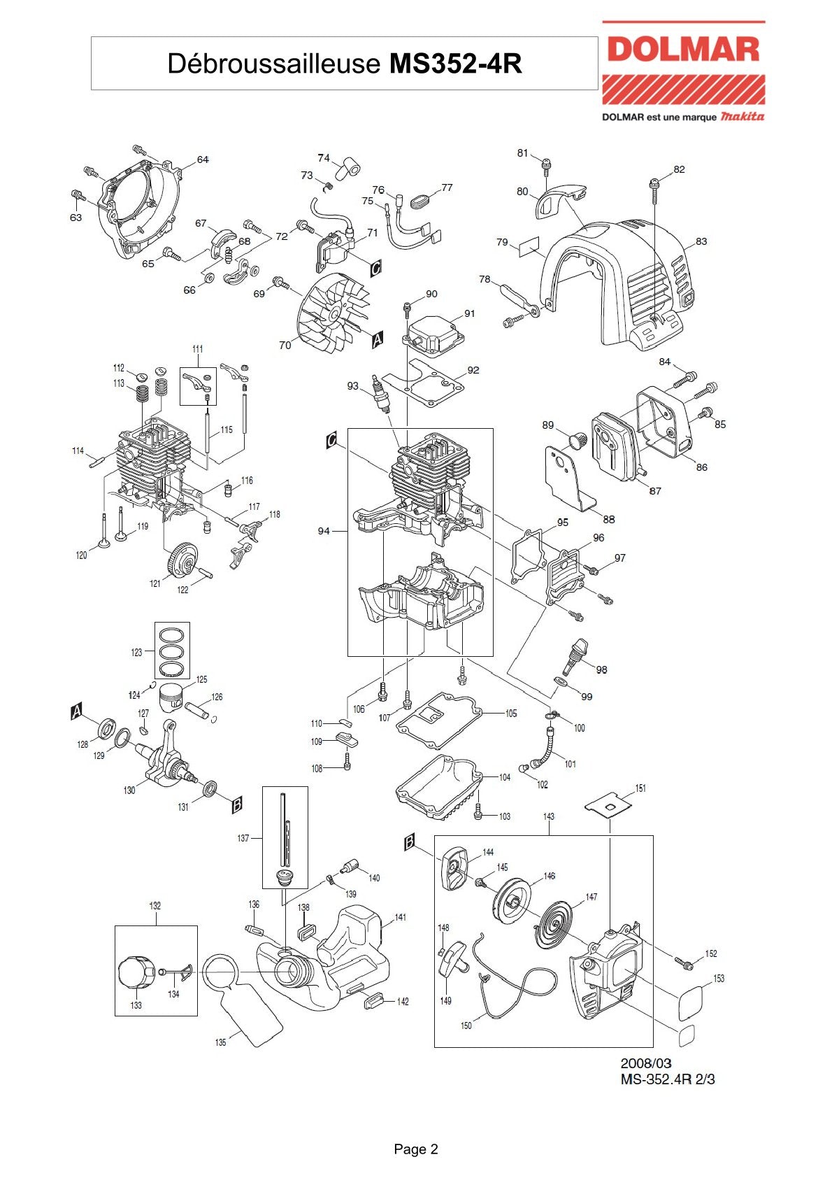 Pièces détachées débroussailleuse thermique Makita MS3524R