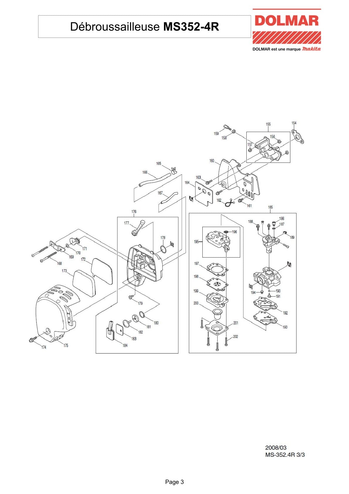 Pièces détachées débroussailleuse thermique Makita MS3524R