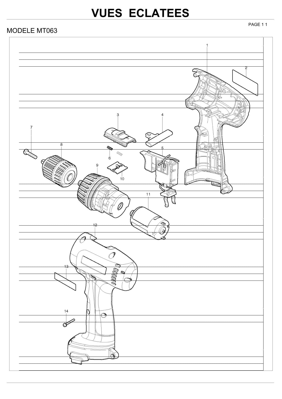 Pièces détachées perceuse à percussion Makita MT063