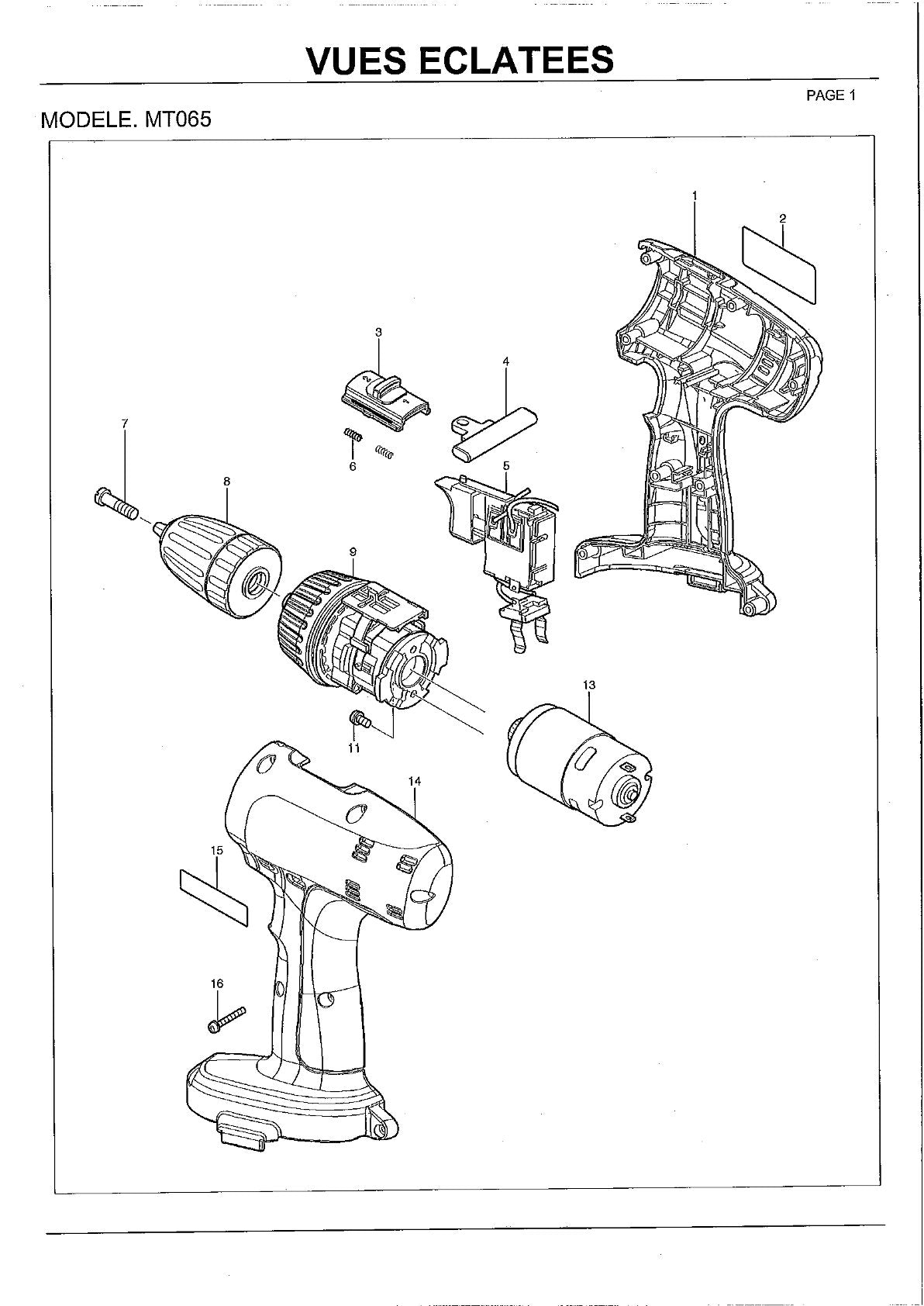 Pièces détachées perceuse à percussion Makita MT065