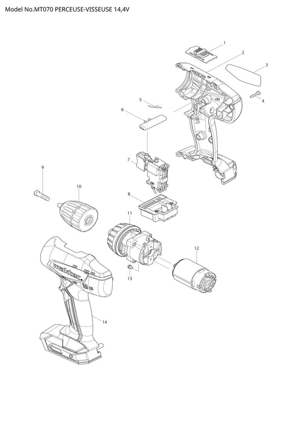Pièces détachées perceuse à percussion Makita MT070