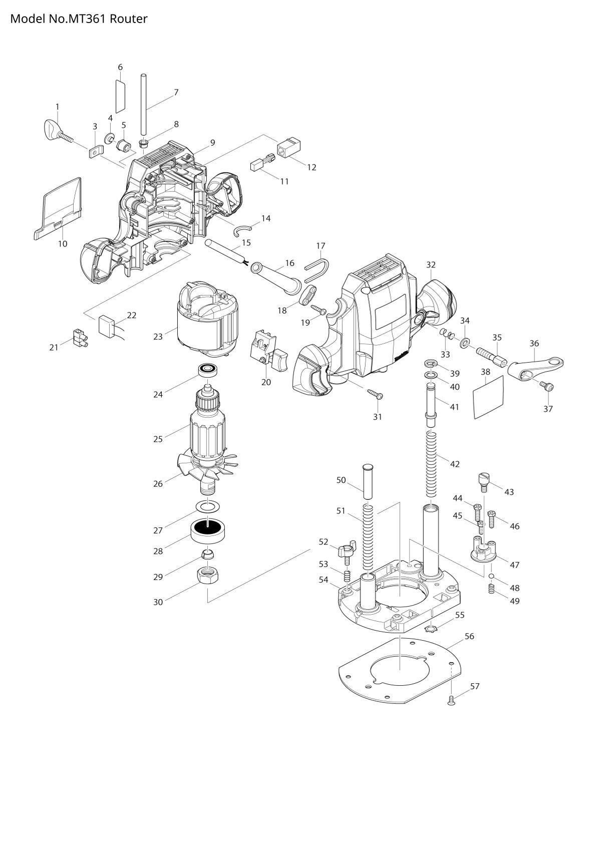 Pièces détachées défonceuse Makita MT361