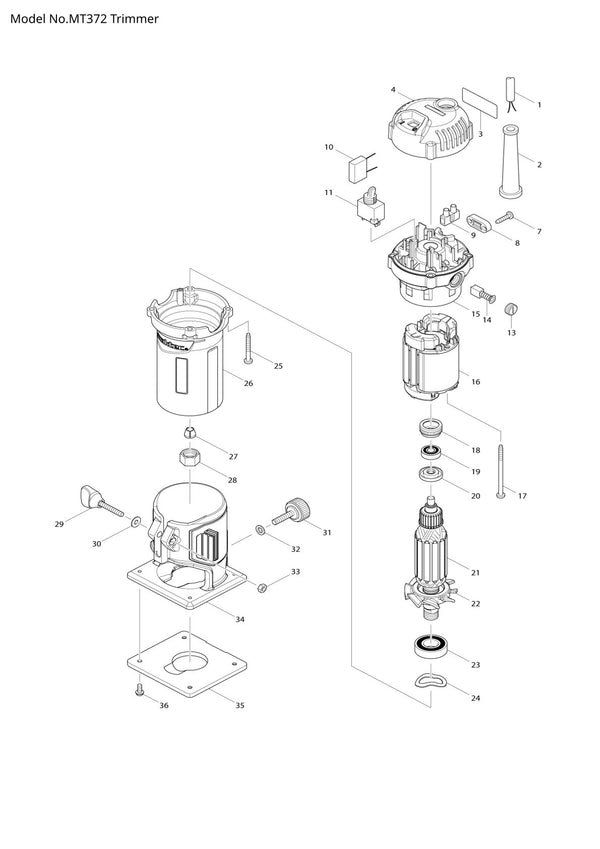 Pièces détachées défonceuse Makita MT372