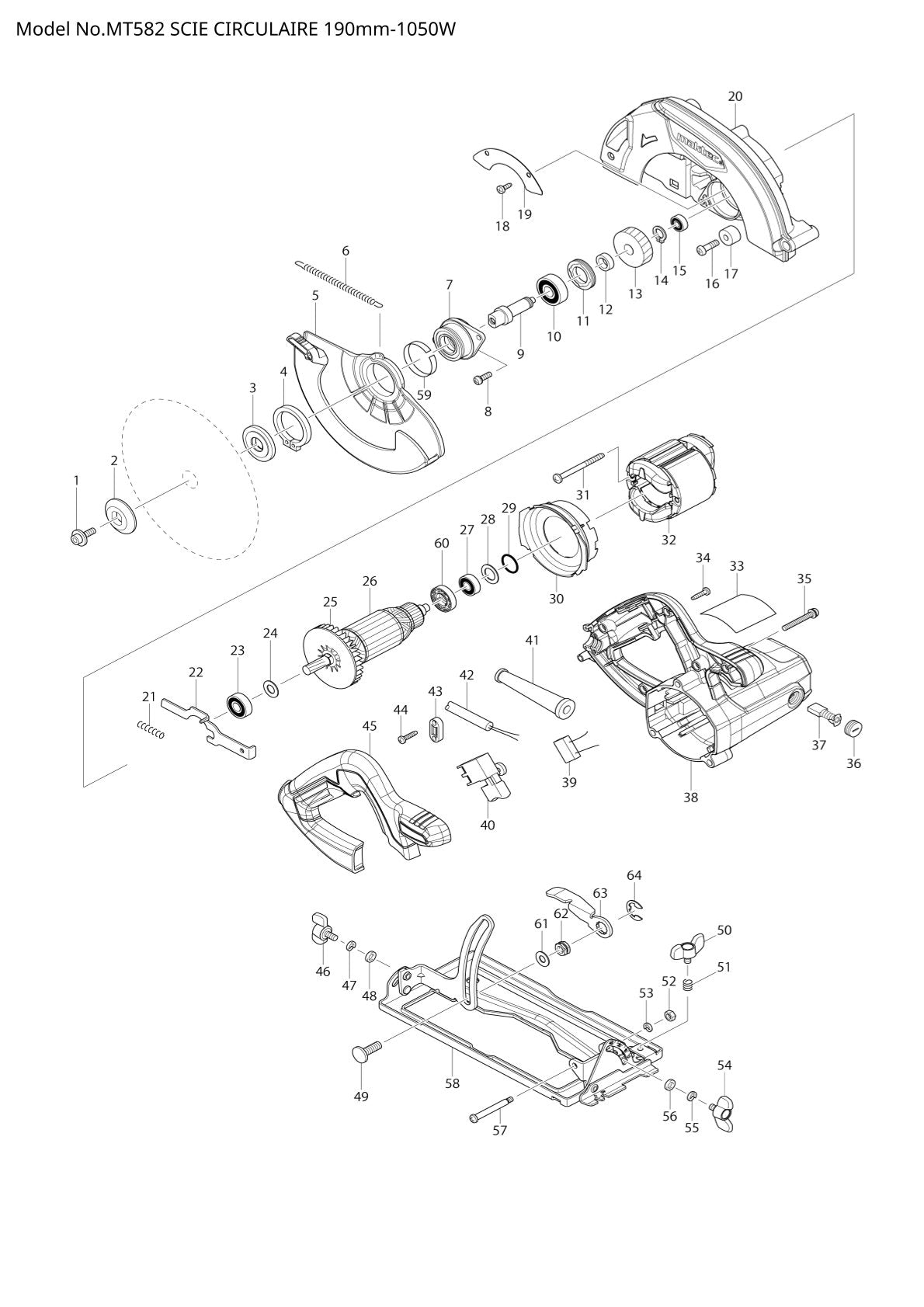 Pièces détachées scie circulaire Makita MT582