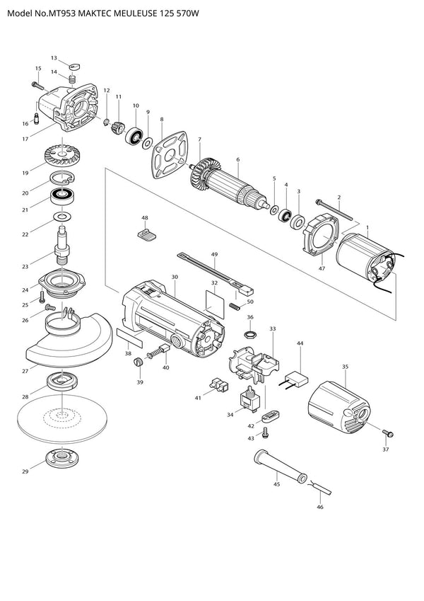 Pièces détachées meuleuse d’angle Makita MT953