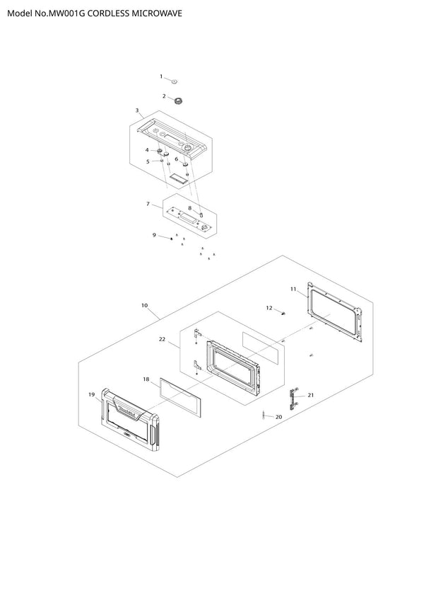 Pièces détachées four à micro-ondes sans fil Makita MW001G