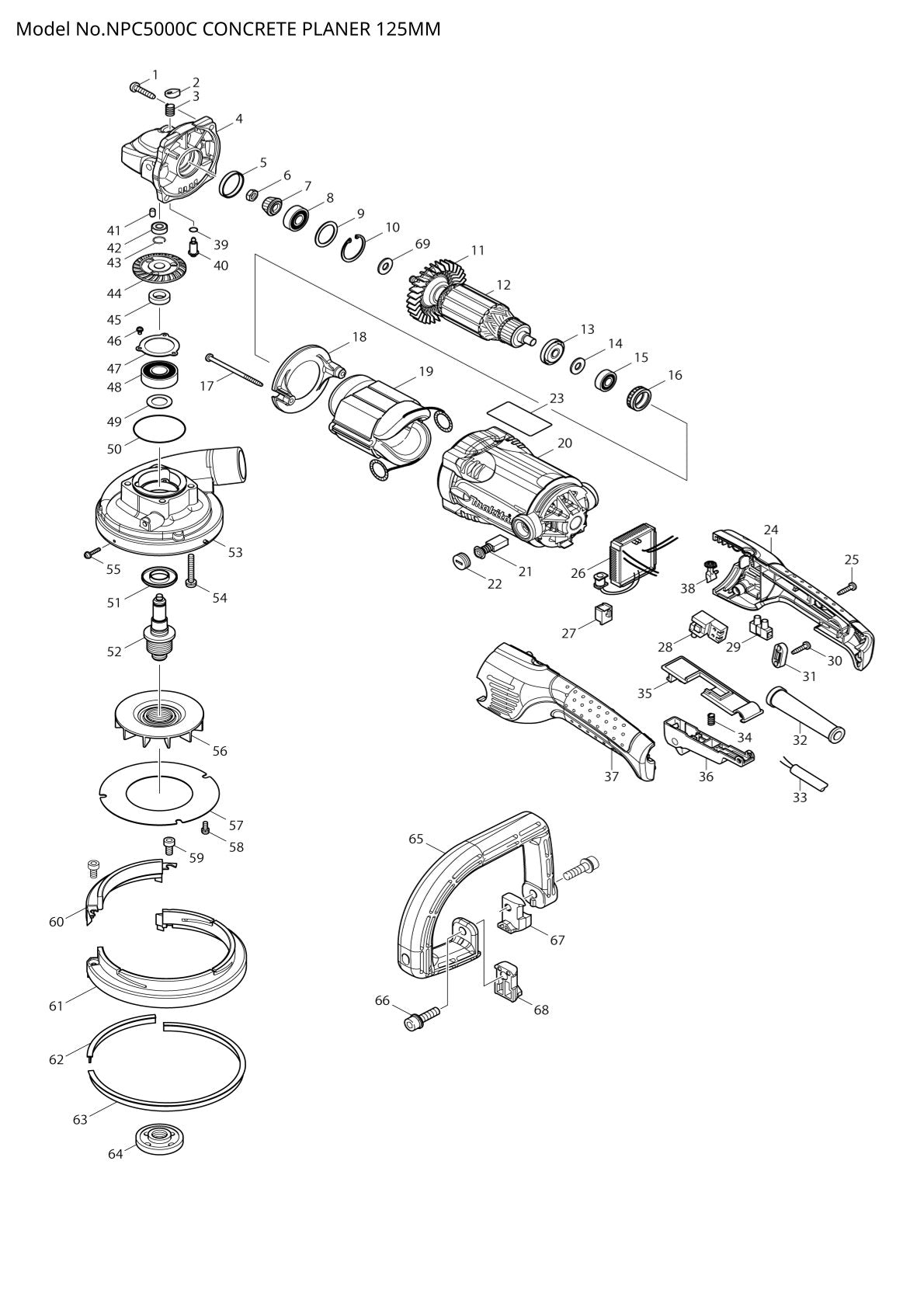 Pièces détachées matériel d’atelier Makita NPC5000C