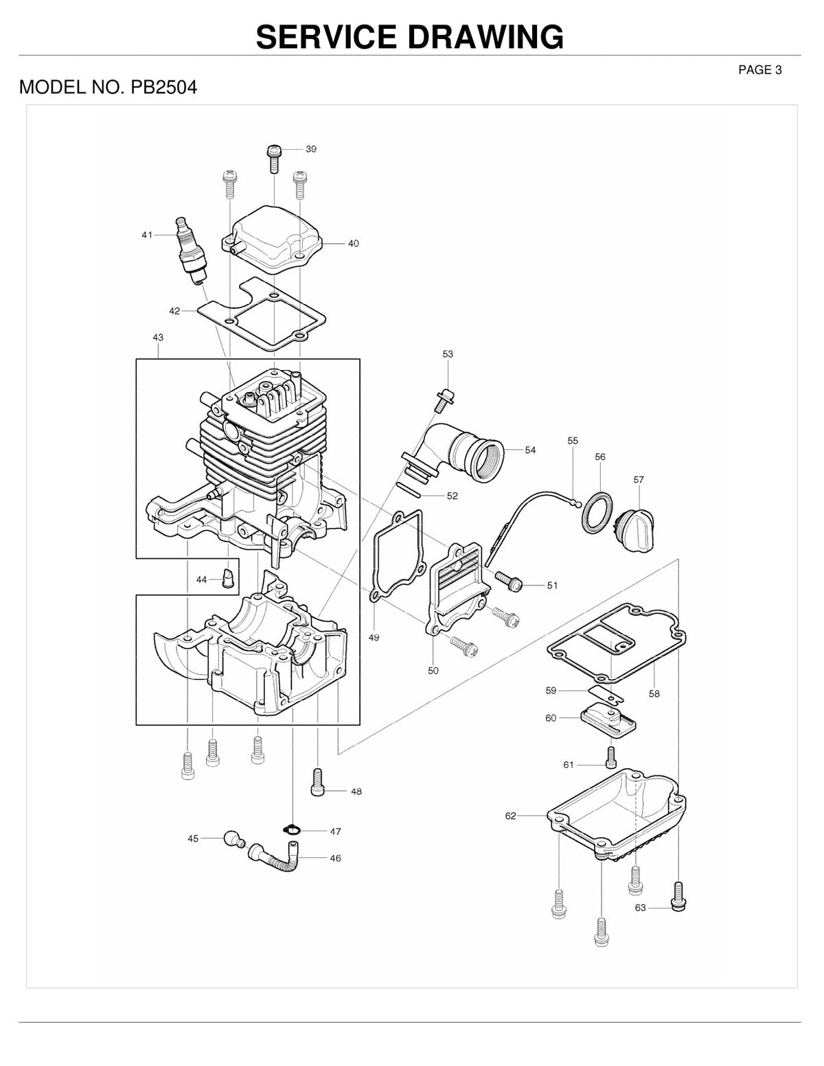 Vue éclatée Makita PB-250.4 - page 3