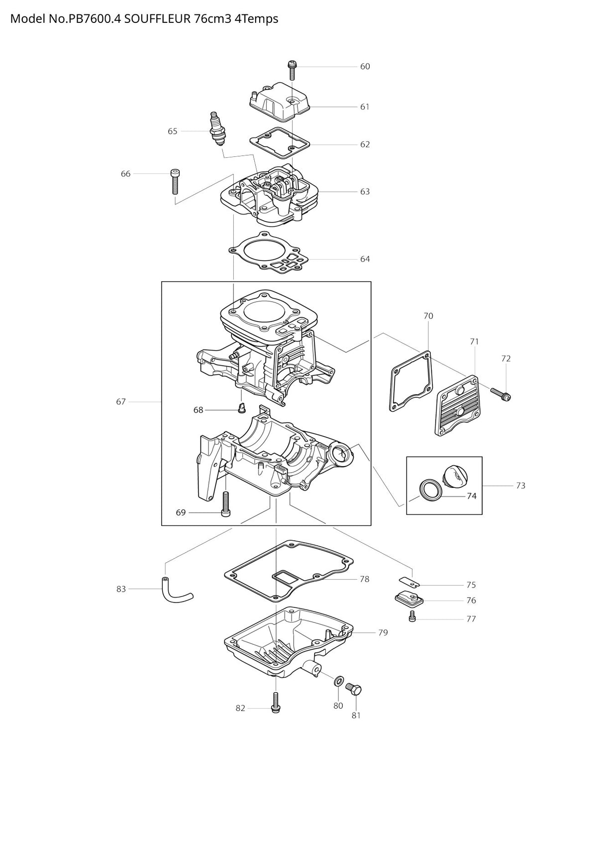 Vue éclatée Makita PB-7600.4 - page 3