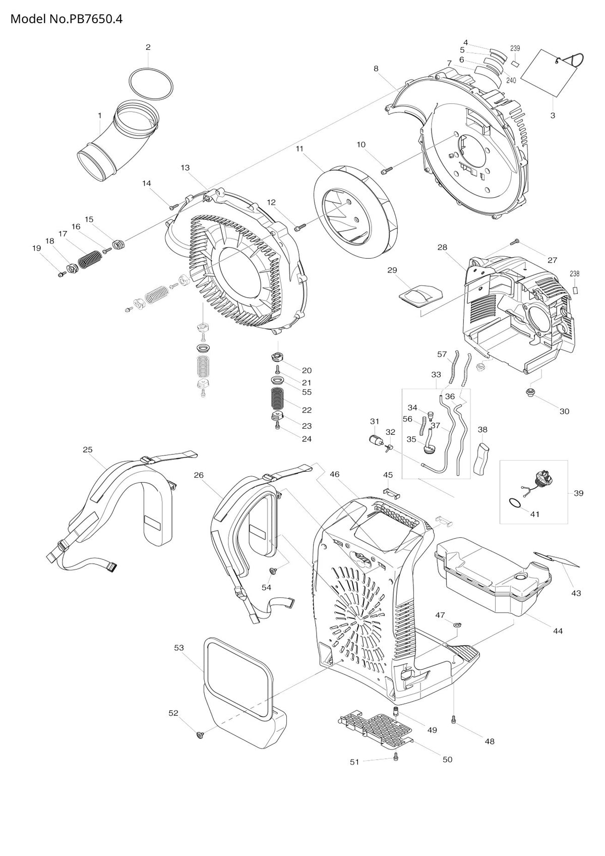 Vue éclatée Makita PB-7650.4 - page 1