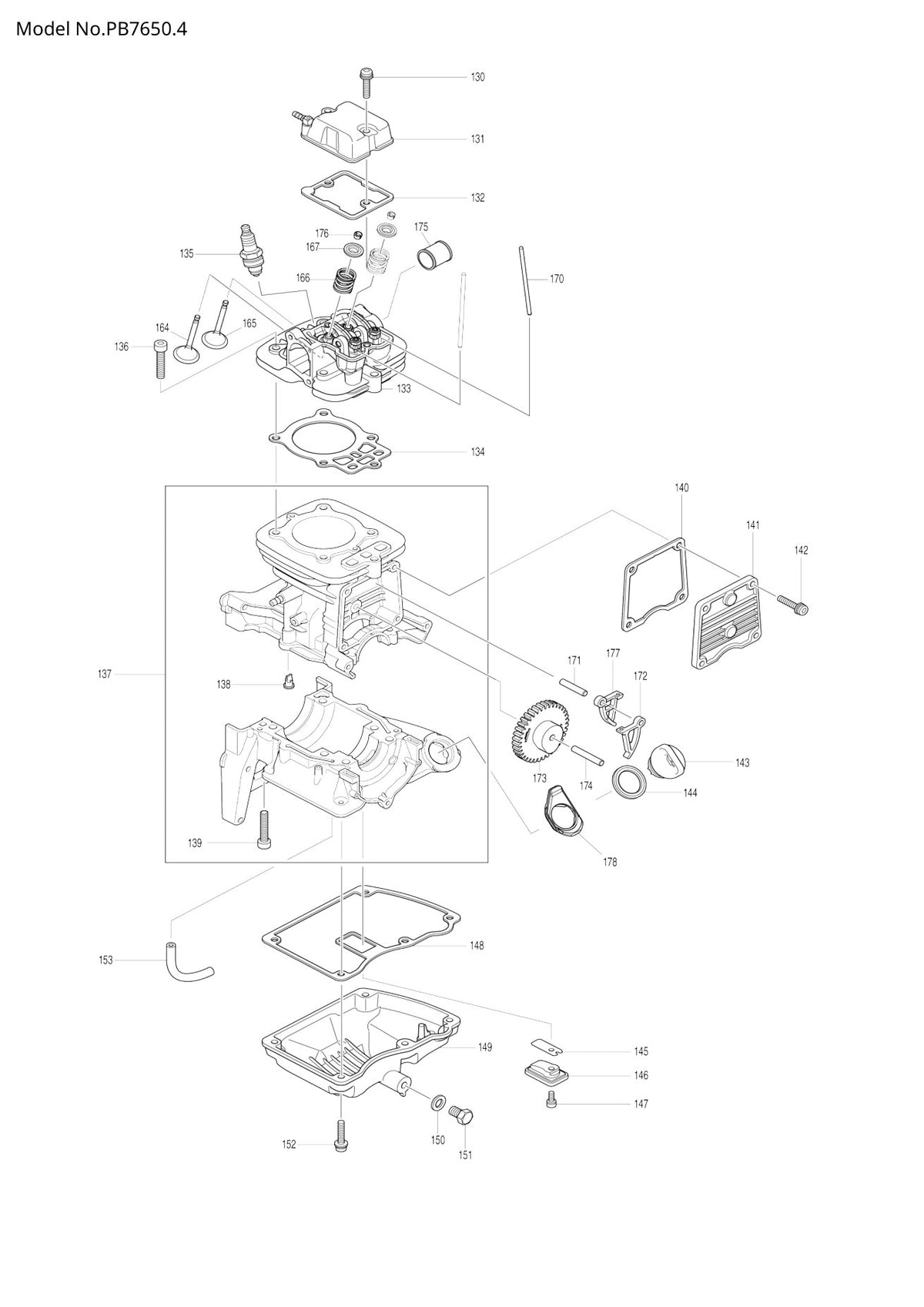 Vue éclatée Makita PB-7650.4 - page 3