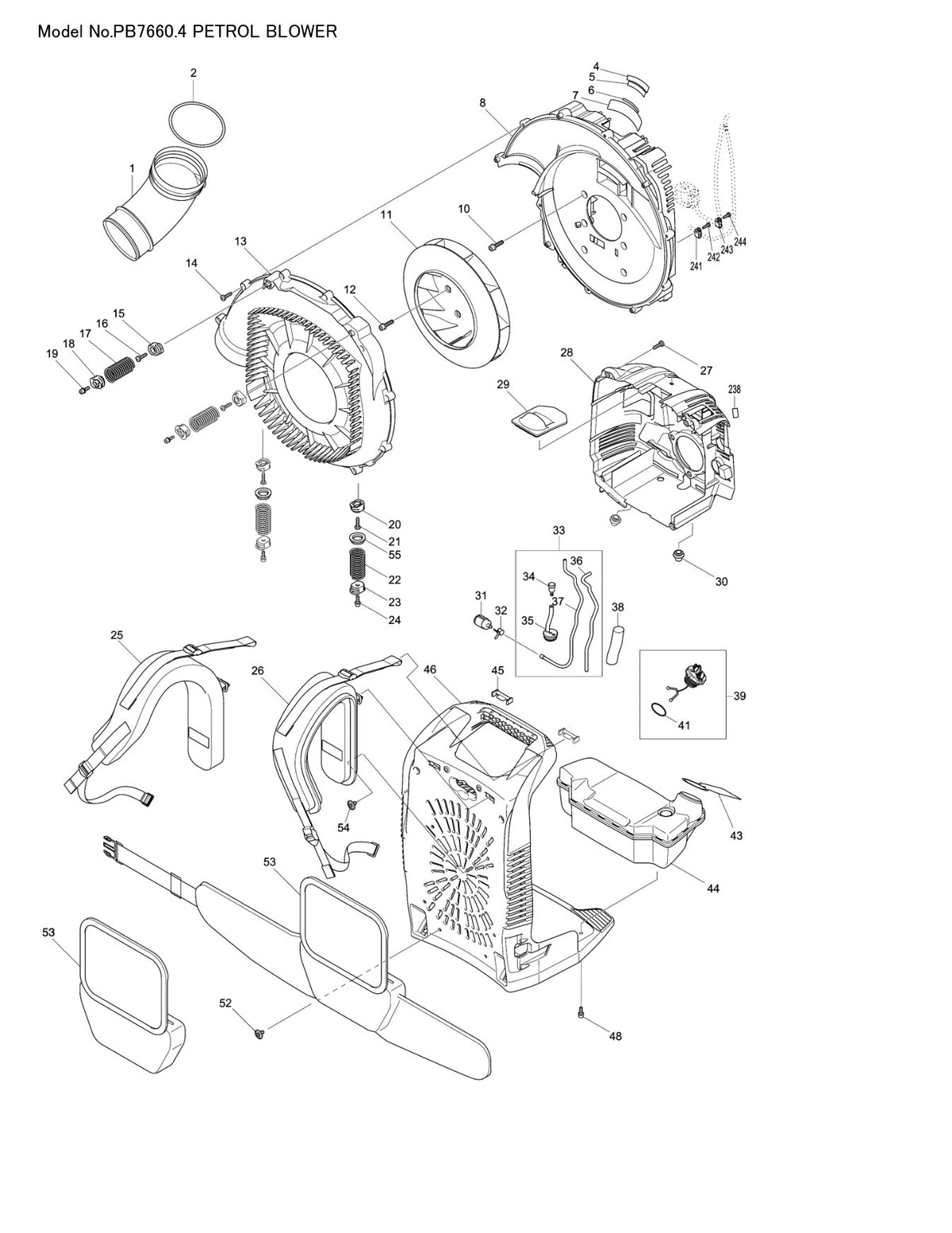 Vue éclatée Makita PB-7660.4 - page 3