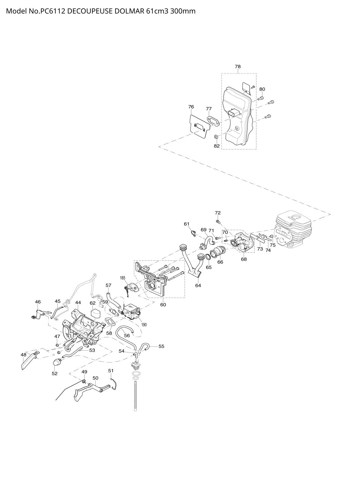 Pièces détachées découpeuse / surfaceuse béton Makita PC-6112
