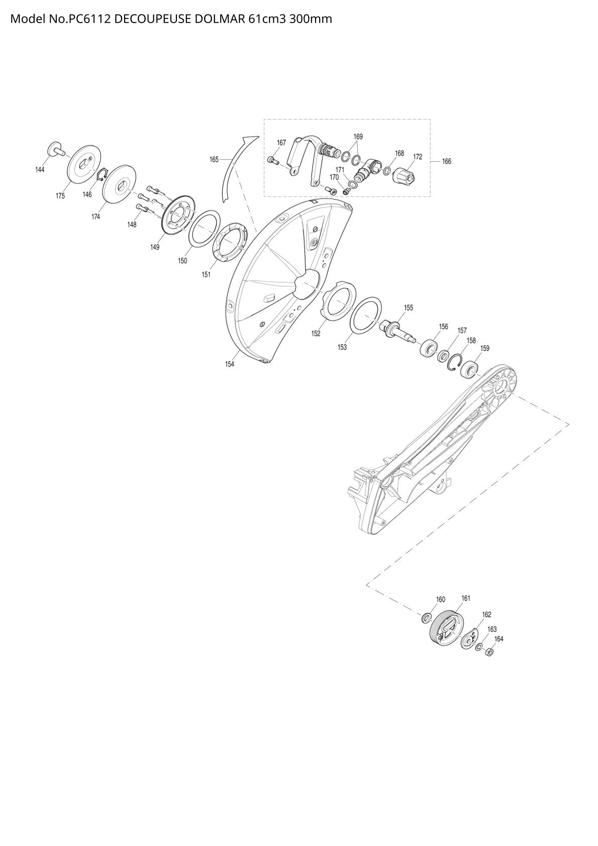 Pièces détachées découpeuse / surfaceuse béton Makita PC-6112
