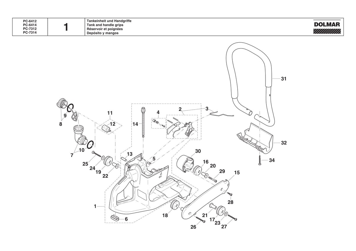 Pièces détachées découpeuse / surfaceuse béton Makita PC-7314