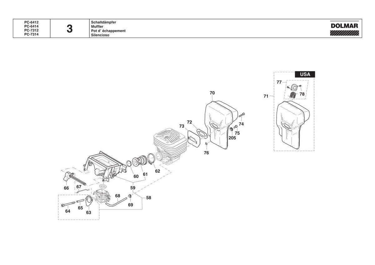 Pièces détachées découpeuse / surfaceuse béton Makita PC-7314