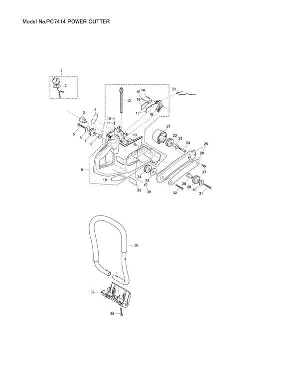 Pièces détachées découpeuse / surfaceuse béton Makita PC-7414