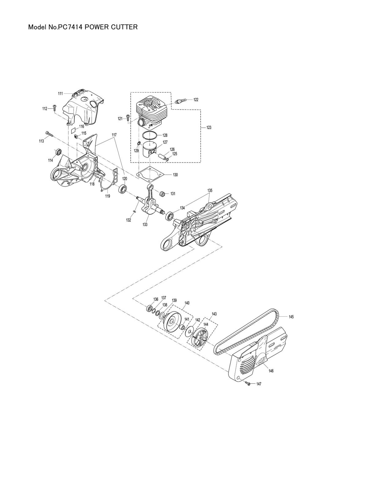 Pièces détachées découpeuse / surfaceuse béton Makita PC-7414