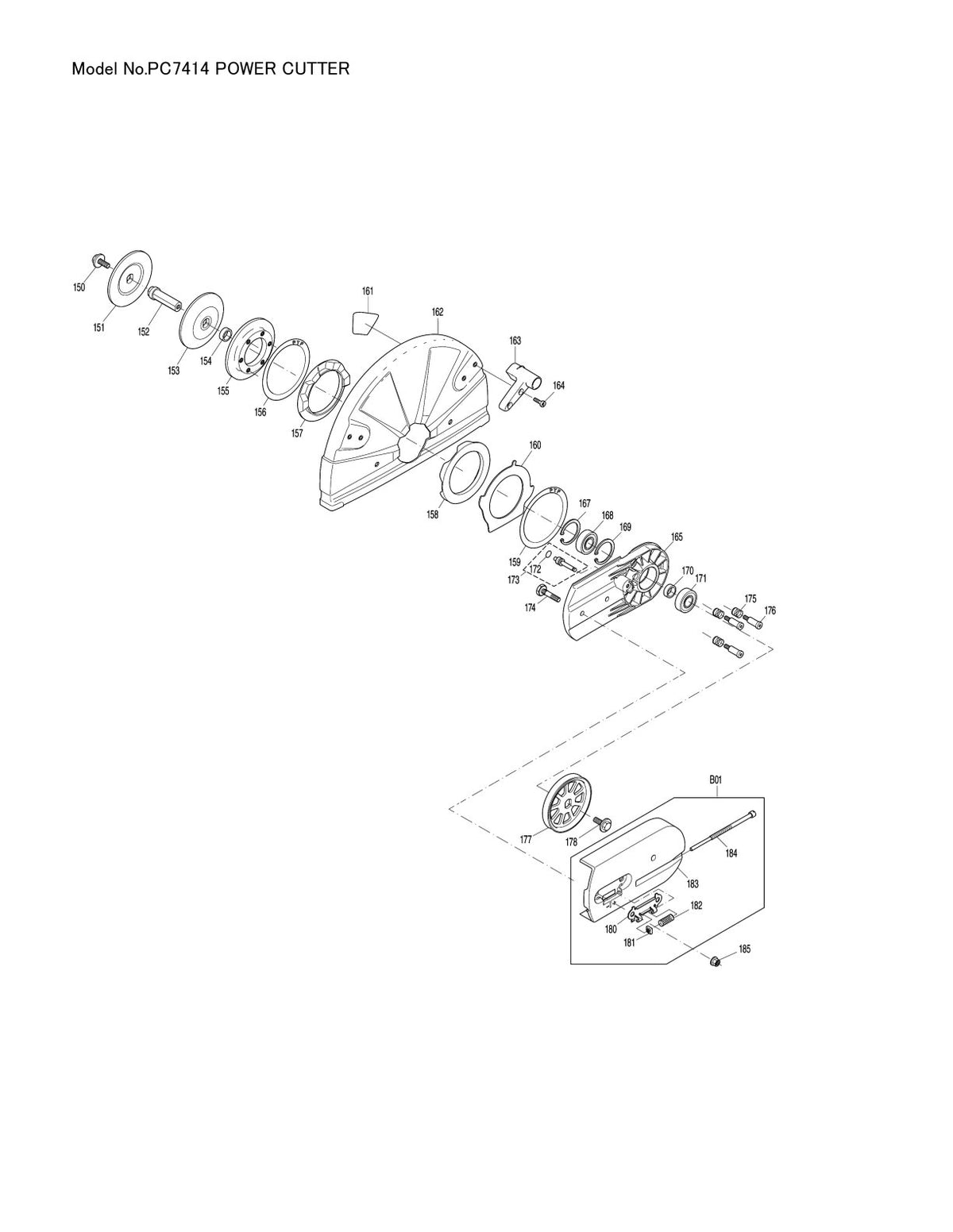 Pièces détachées découpeuse / surfaceuse béton Makita PC-7414