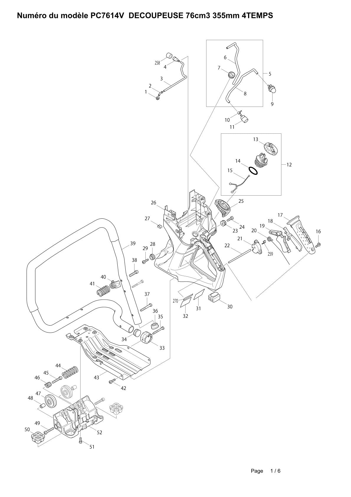 Pièces détachées découpeuse / surfaceuse béton Makita PC-7614V