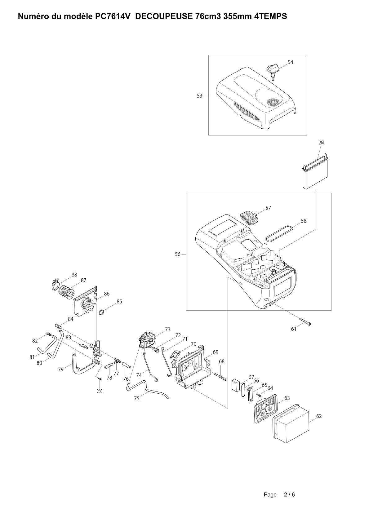 Pièces détachées découpeuse / surfaceuse béton Makita PC-7614V
