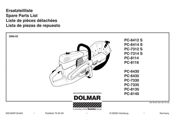 Pièces détachées découpeuse / surfaceuse béton Makita PC-8116