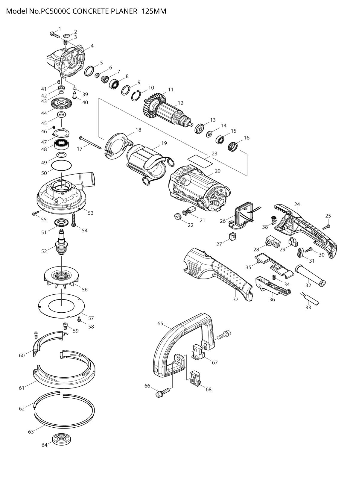 Pièces détachées découpeuse / surfaceuse béton Makita PC5000C